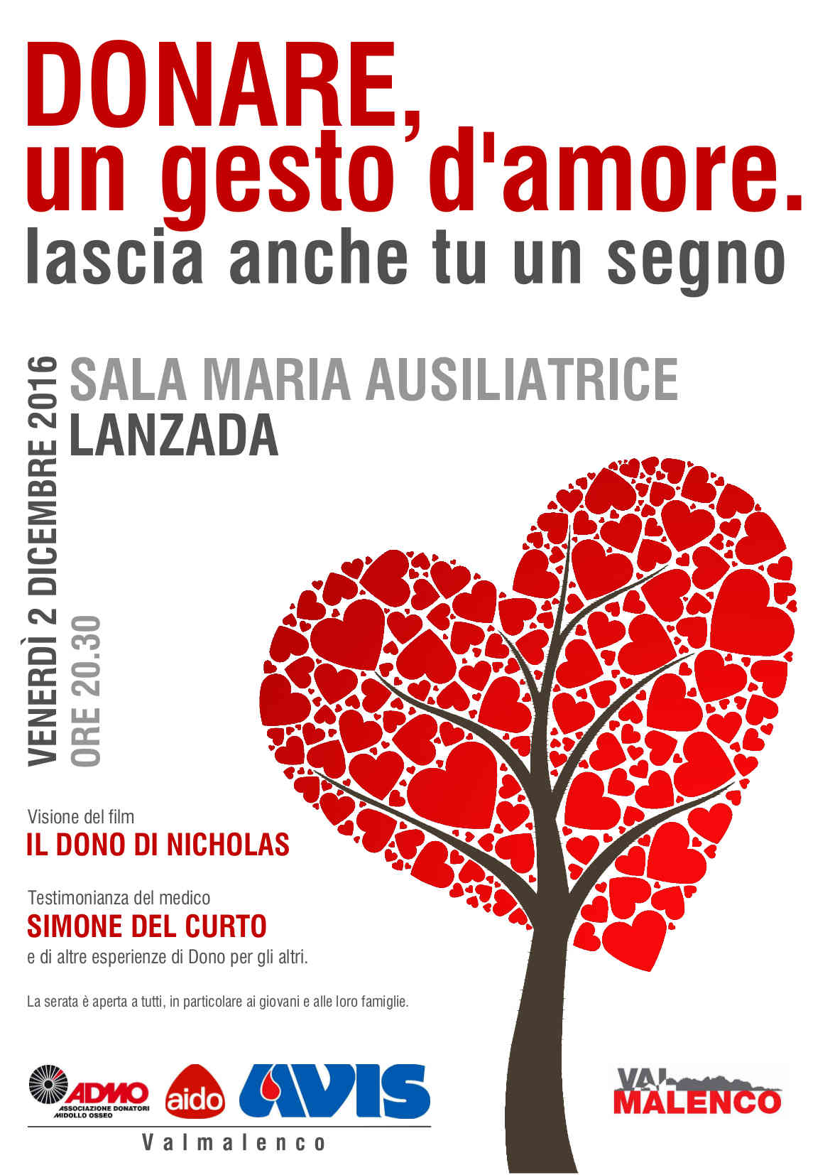 Donare, un gesto d'amore. Lascia anche tu un segno. Serata ADMO, AIDO e AVIS a Lanzada